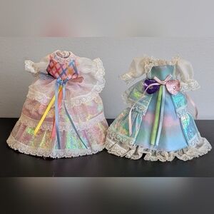 Lady Lovely Locks & Maiden Fairhair Pink & Blue Gowns, Vintage 1987 Mattel